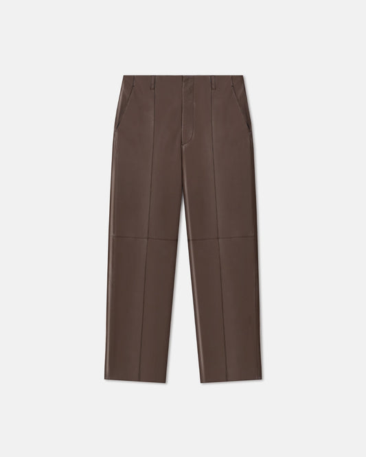 Stellan Regenerated Leather Straight-Leg Pants - Chocolate | Nanushka