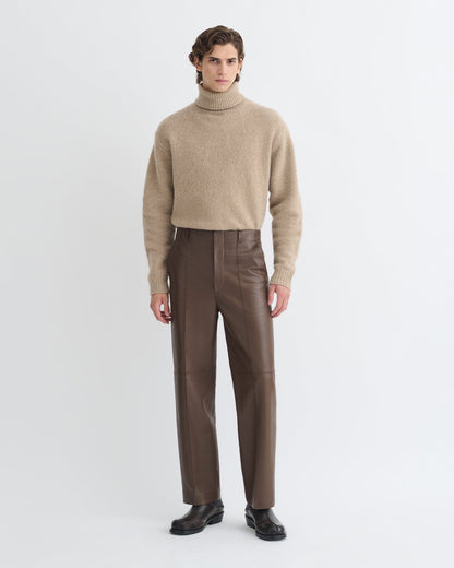 Stellan Regenerated Leather Straight-Leg Pants - Chocolate | Nanushka