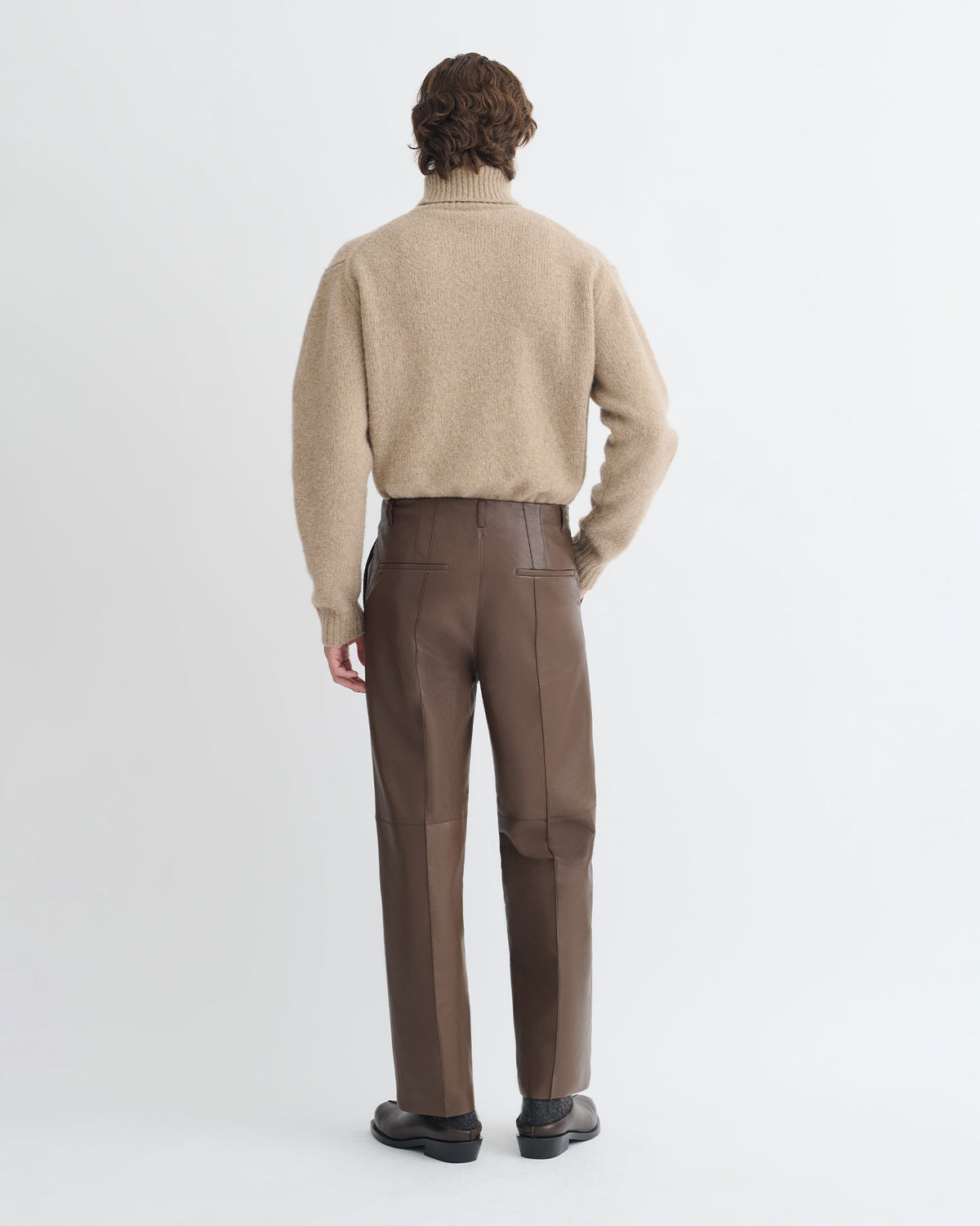 Stellan Regenerated Leather Straight-Leg Pants - Chocolate | Nanushka