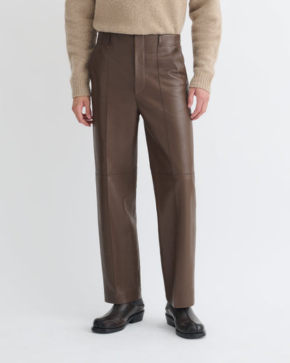 Stellan Regenerated Leather Straight-Leg Pants - Chocolate | Nanushka