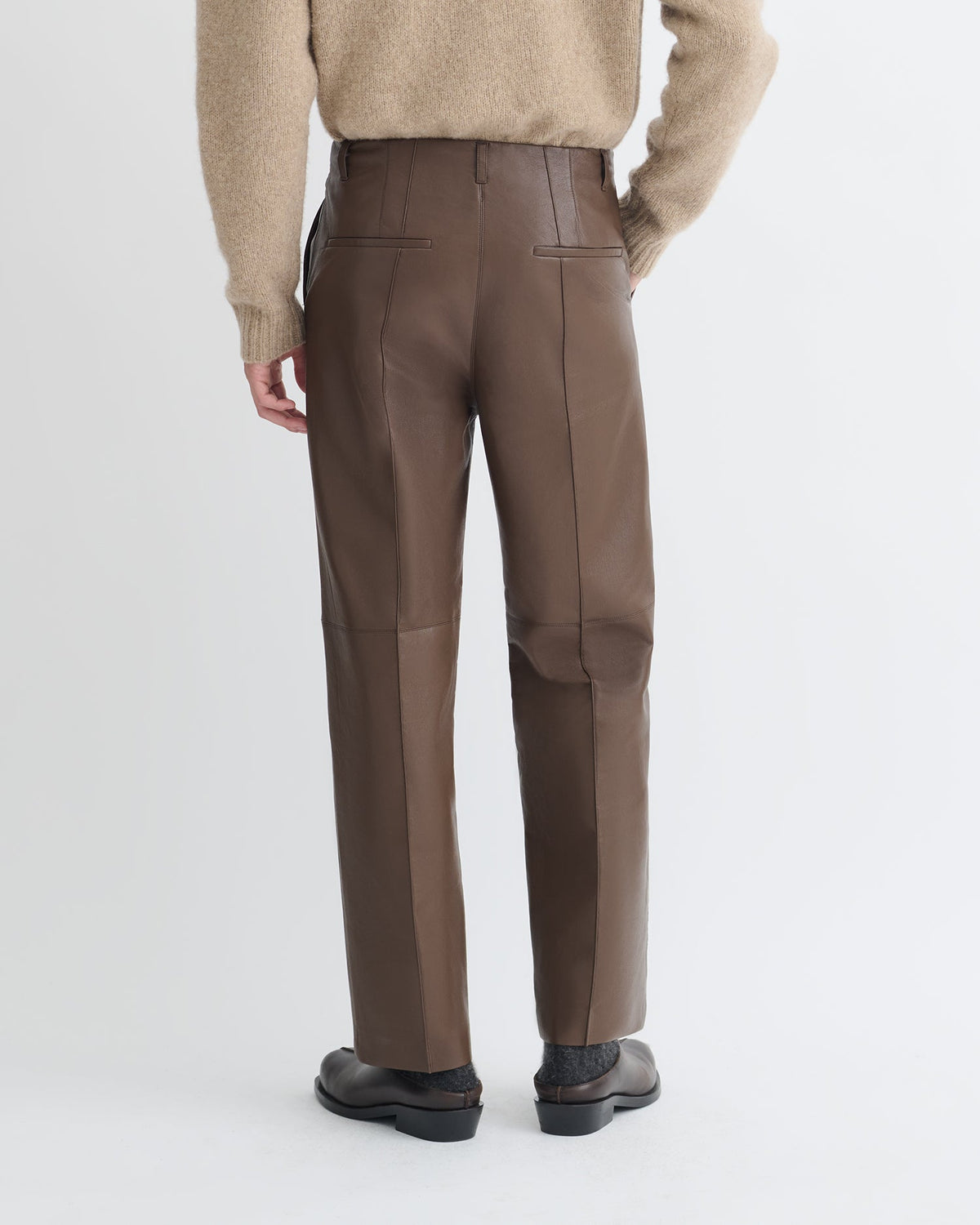 Stellan Regenerated Leather Straight-Leg Pants - Chocolate | Nanushka