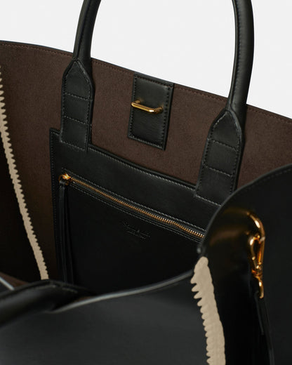 The Compass Tote Crochet tote bag - Black/Creme | Nanushka