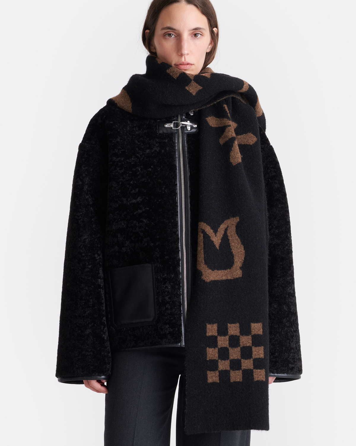 Lance Brushed alpaca scarf - Black/Brown | Nanushka
