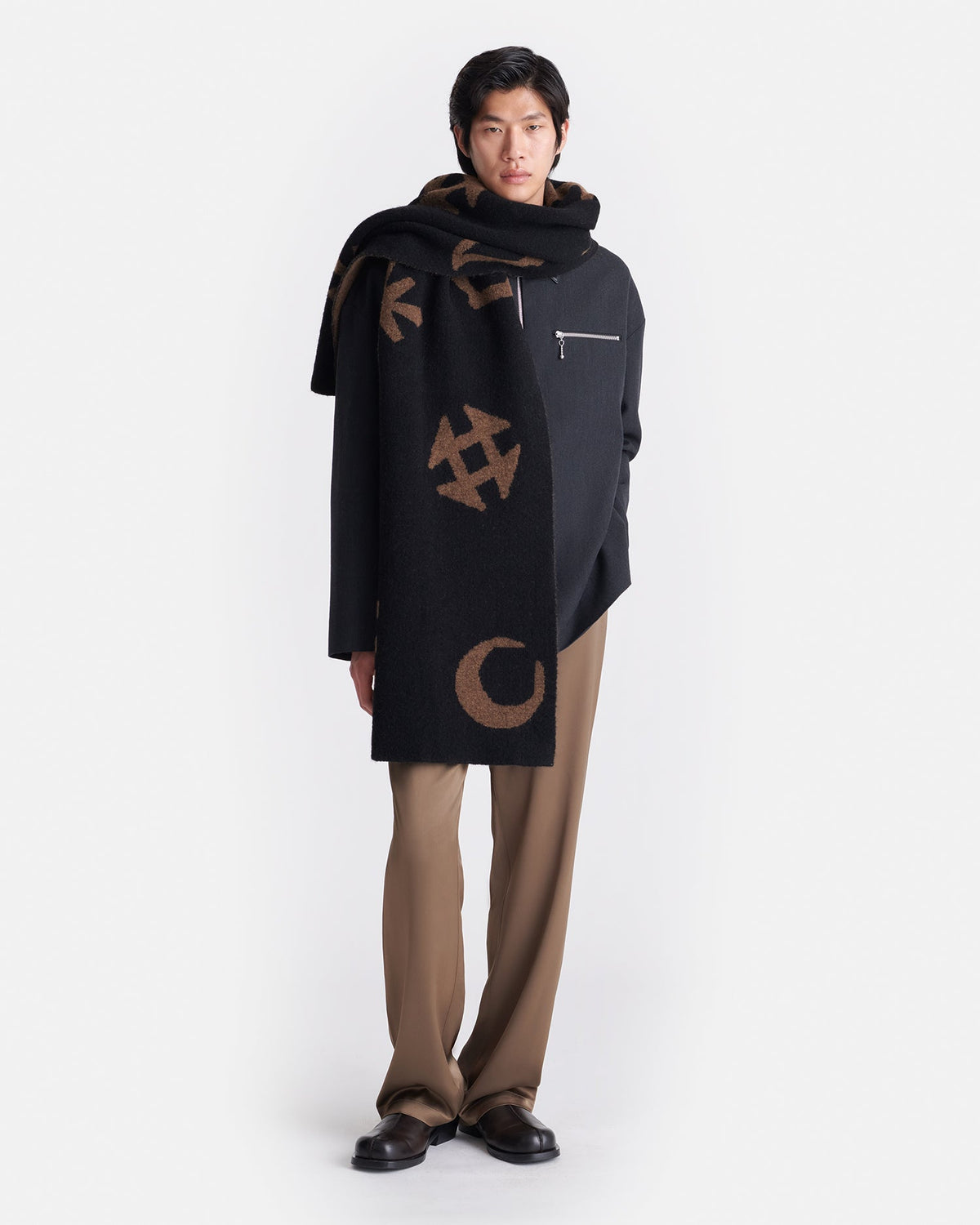 Lance Brushed alpaca scarf - Black/Brown | Nanushka