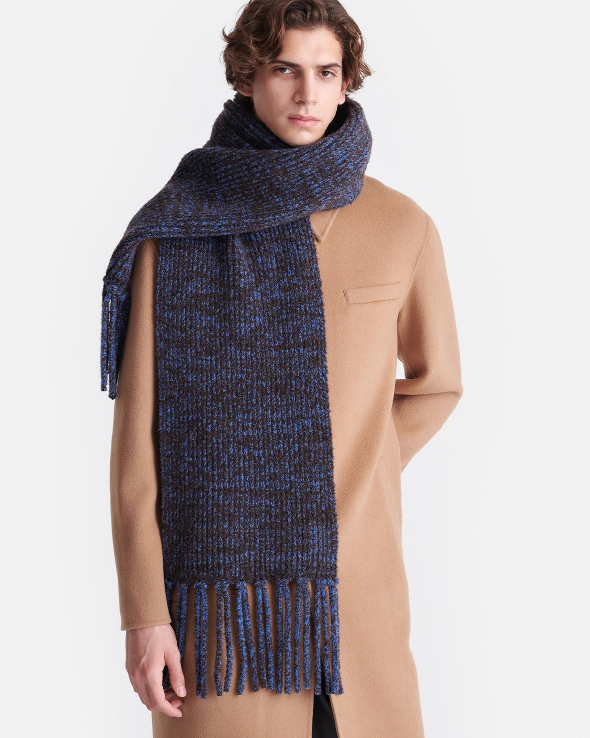 Ives Boucle scarf - Blue/Brown | Nanushka