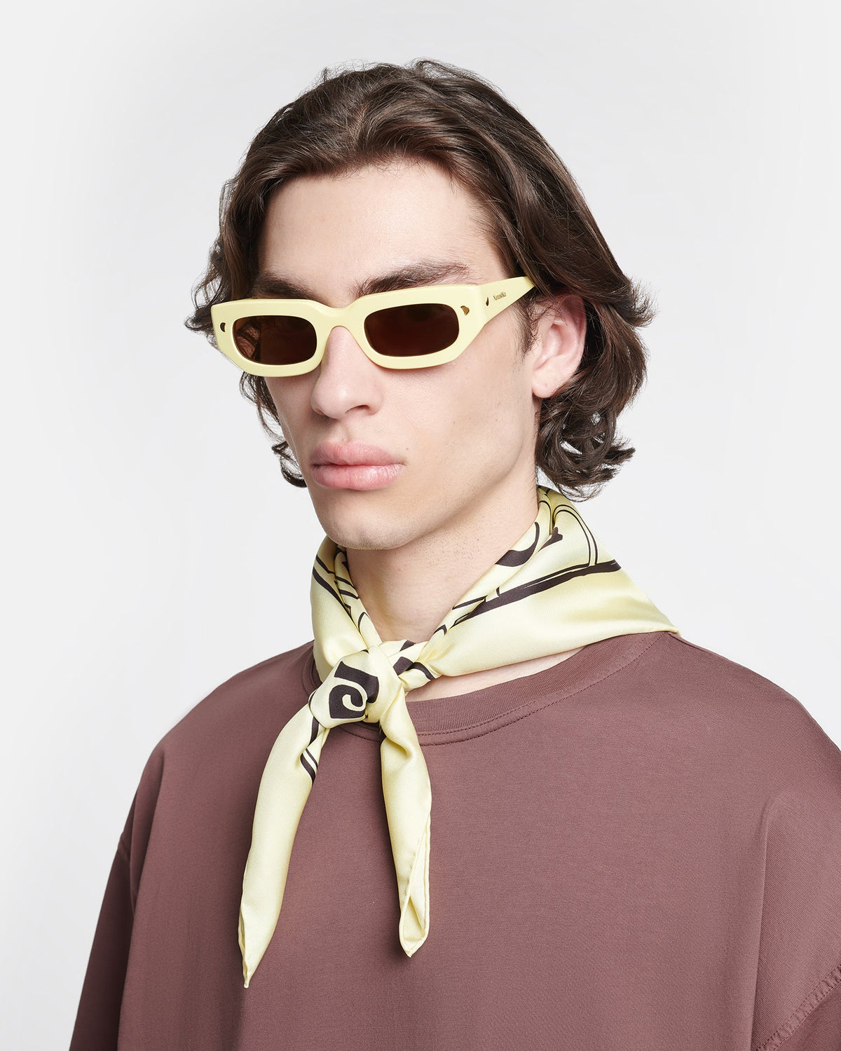 Shoul Silk scarf - Moonbeam/Brown Kopjafa | Nanushka