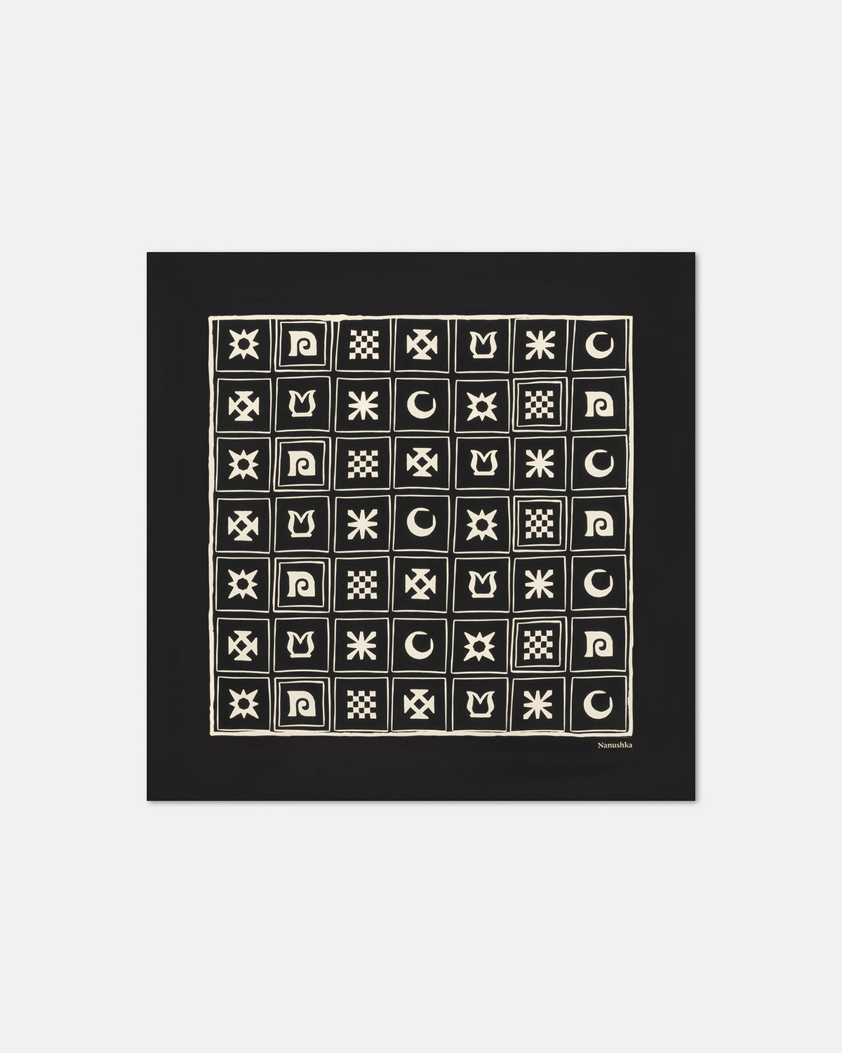 Shoul Silk scarf - Off Black/Beige Kopjafa | Nanushka