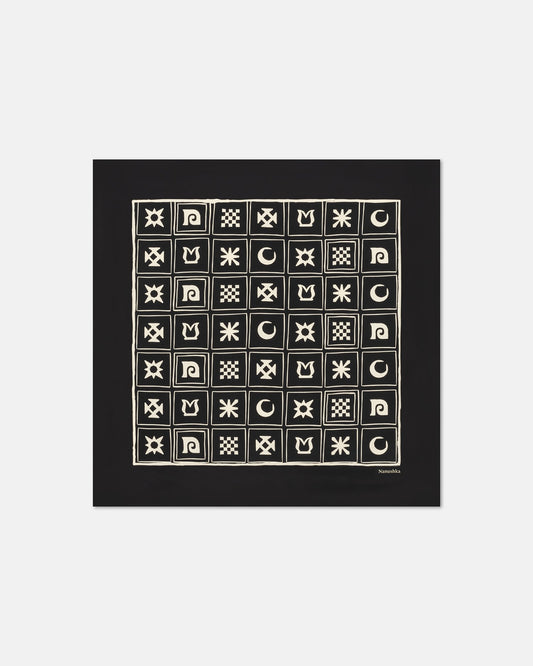 Shoul Silk scarf - Off Black/Beige Kopjafa | Nanushka