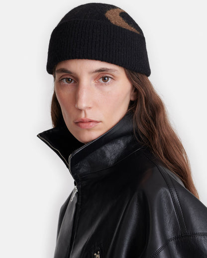 Madis Brushed alpaca beanie - Black/Brown | Nanushka