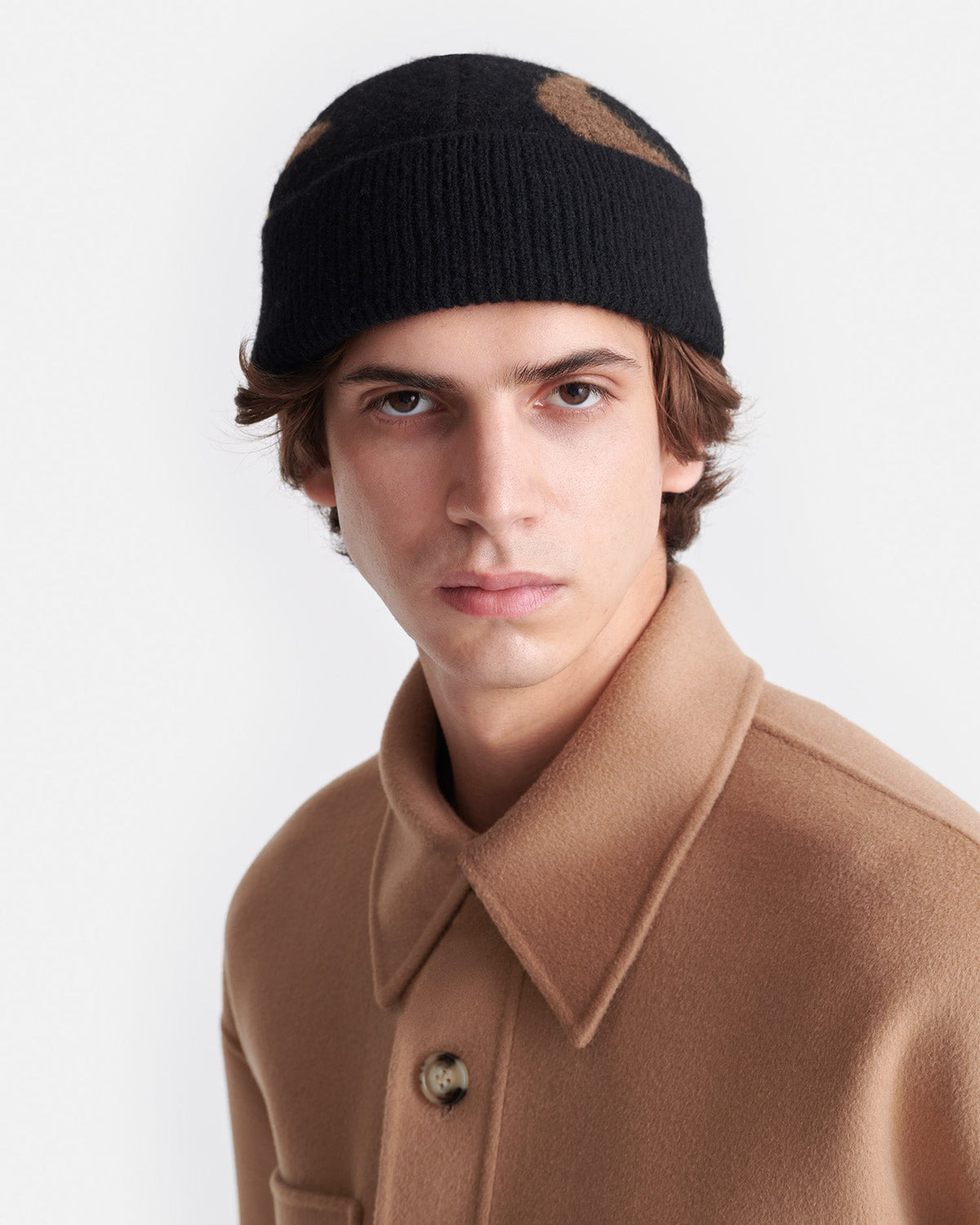 Madis Brushed alpaca beanie - Black/Brown | Nanushka