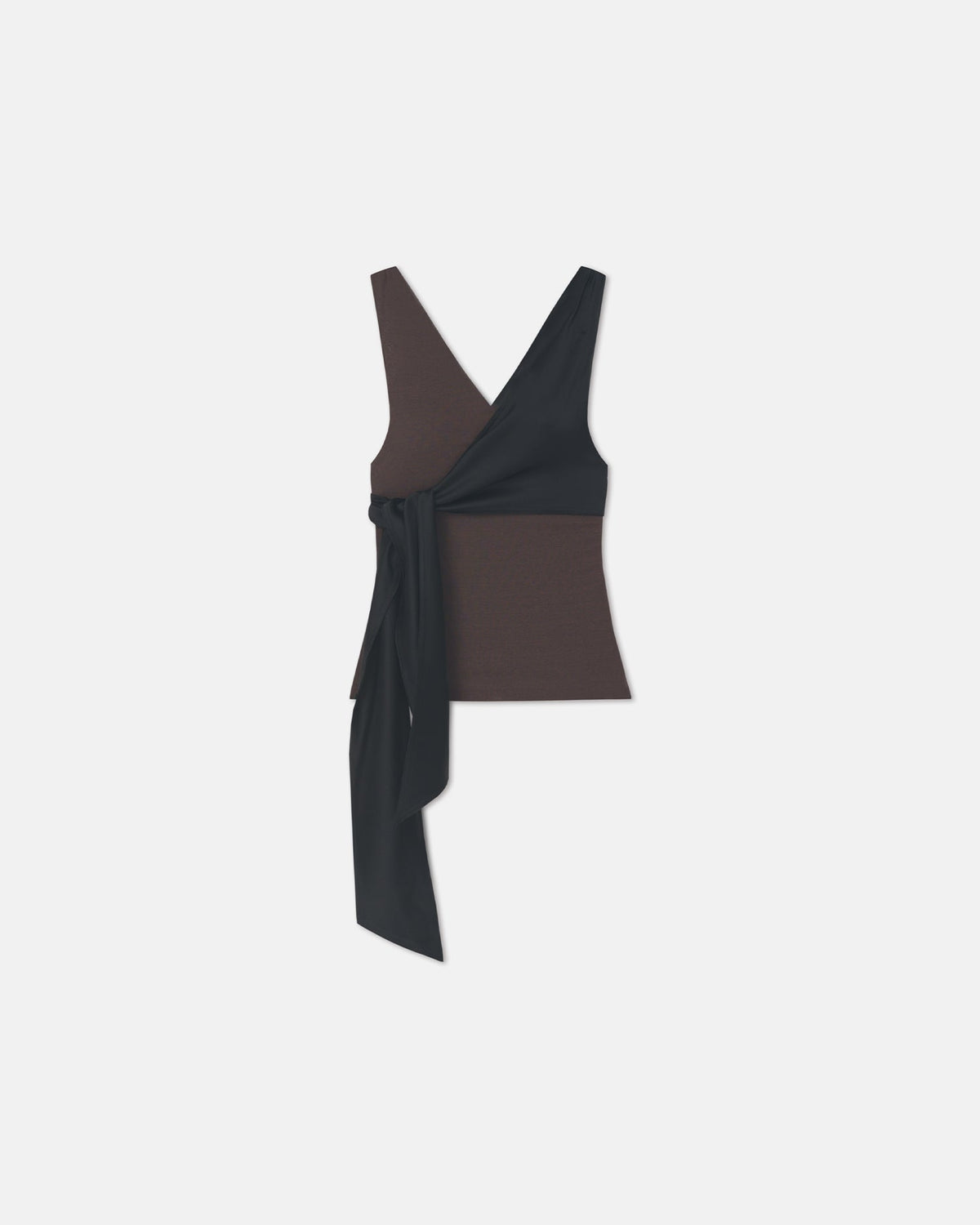 Neca Mesh Jersey/Slip Satin Sleeveless Top - Dark Oak/Black | Nanushka