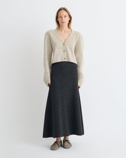 Priel Overwashed Merino Mid-Length Skirt - Charcoal | Nanushka