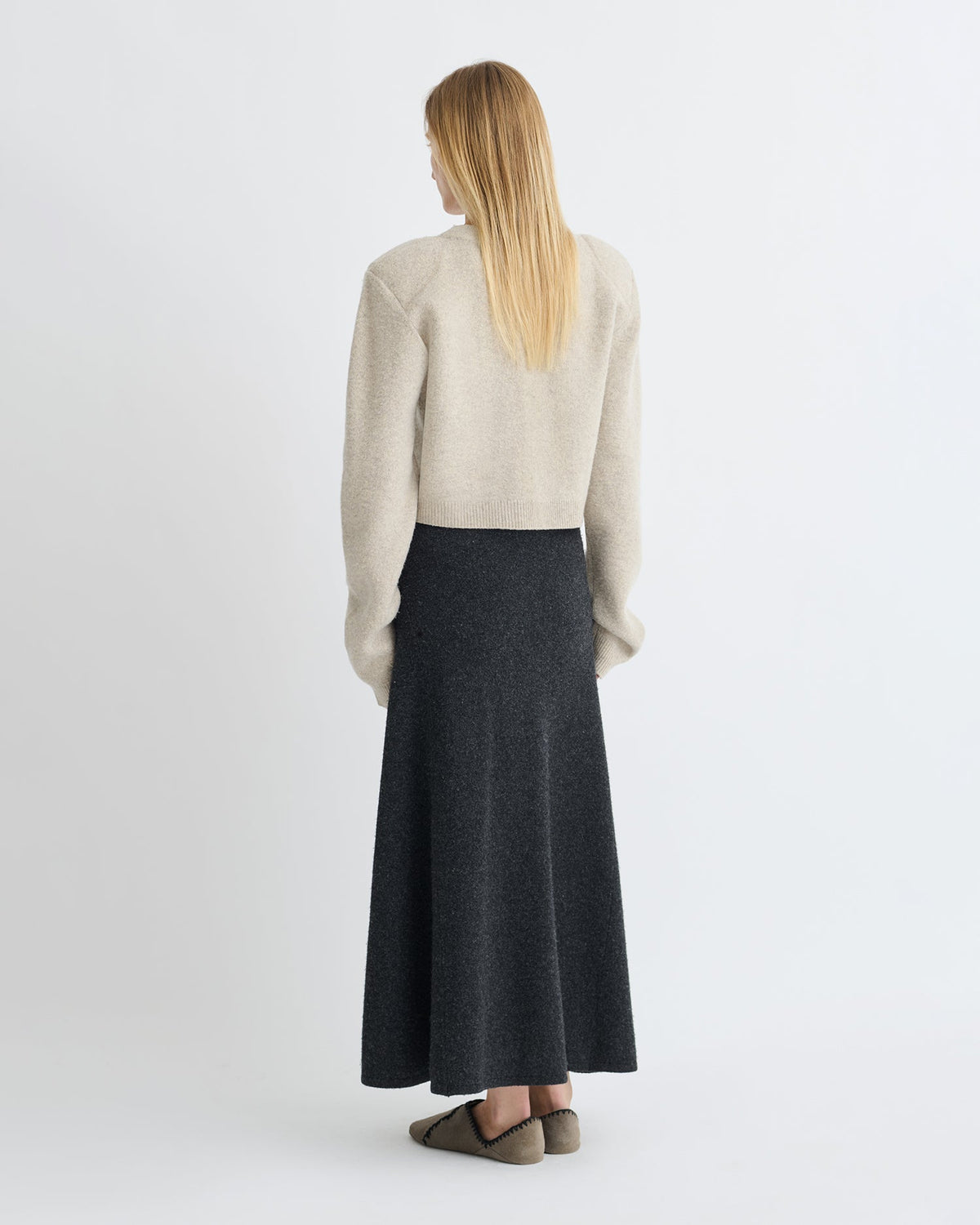 Priel Overwashed Merino Mid-Length Skirt - Charcoal | Nanushka