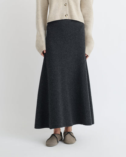 Priel Overwashed Merino Mid-Length Skirt - Charcoal | Nanushka