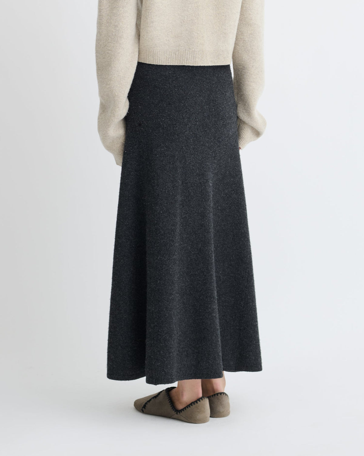 Priel Overwashed Merino Mid-Length Skirt - Charcoal | Nanushka
