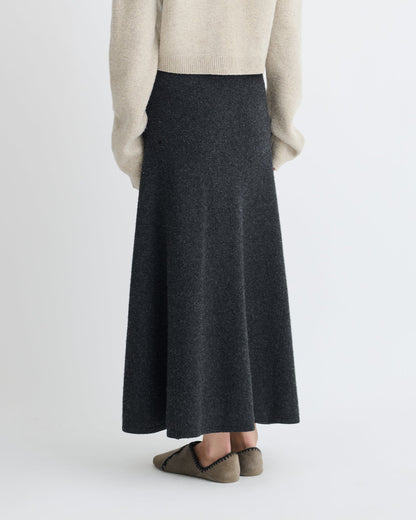 Priel Overwashed Merino Mid-Length Skirt - Charcoal | Nanushka