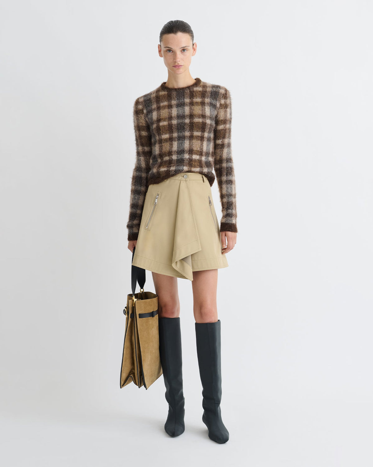 Inge Bonded Trench Mini Skirt - Beige | Nanushka