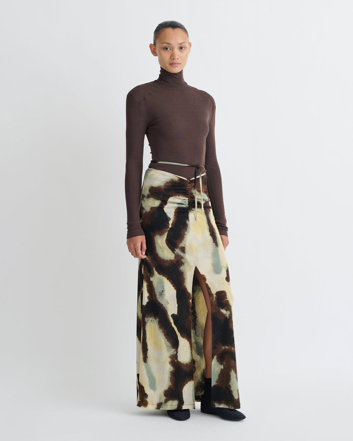 Cheyen Mesh Jersey Long Skirt - Watercolor Sage | Nanushka