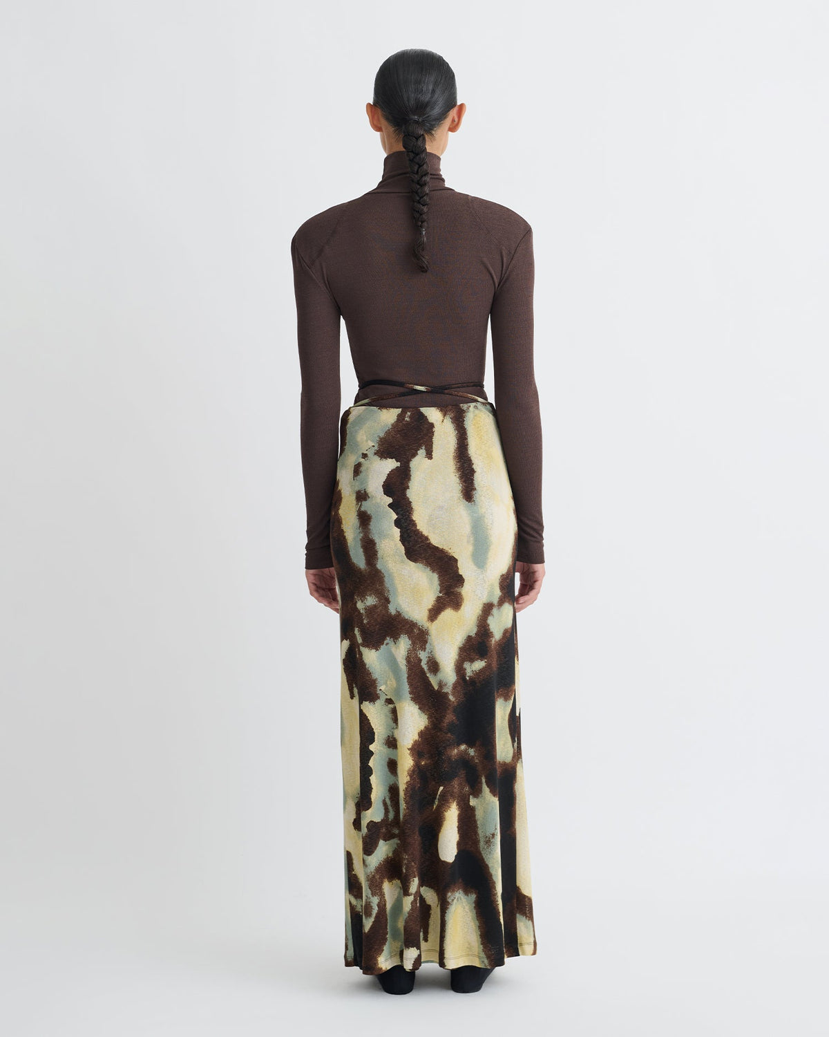 Cheyen Mesh Jersey Long Skirt - Watercolor Sage | Nanushka