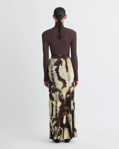 Cheyen Mesh Jersey Long Skirt - Watercolor Sage | Nanushka