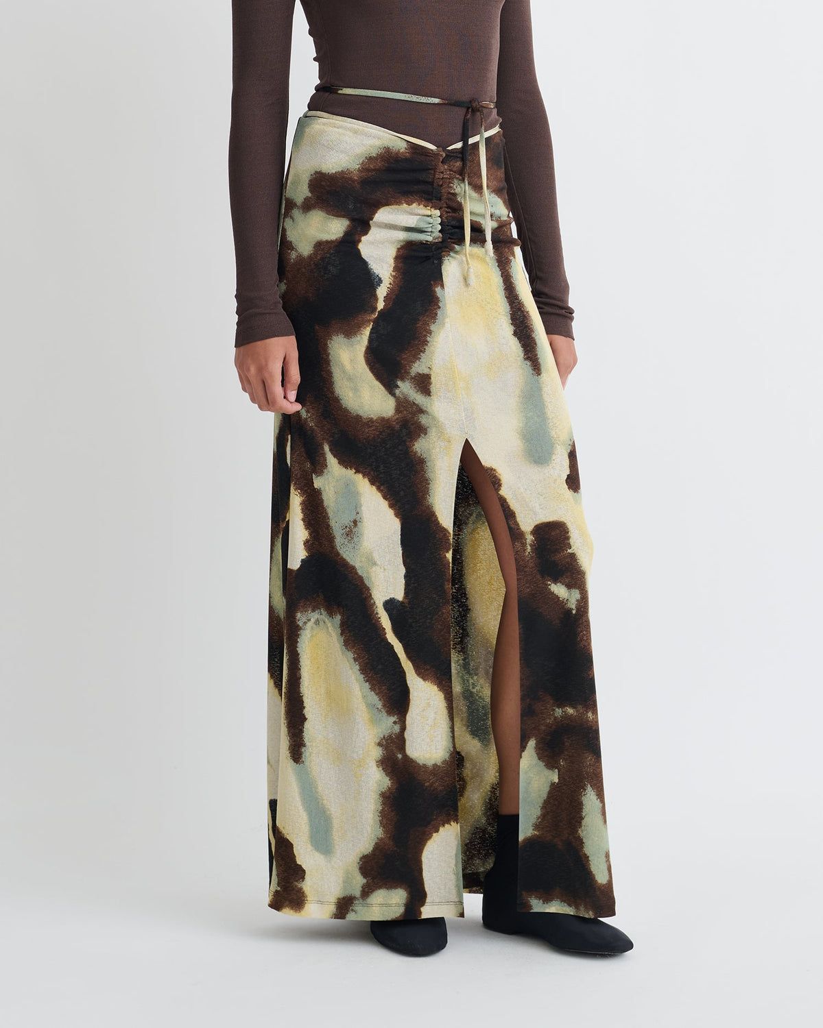 Cheyen Mesh Jersey Long Skirt - Watercolor Sage | Nanushka