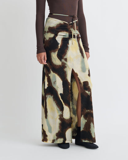 Cheyen Mesh Jersey Long Skirt - Watercolor Sage | Nanushka
