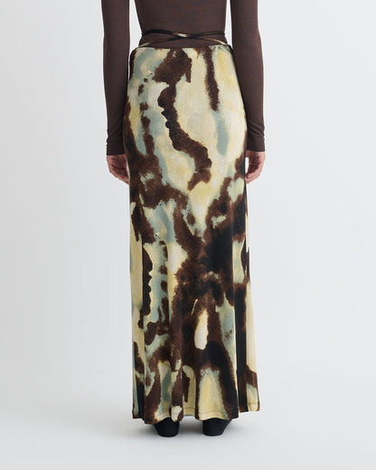 Cheyen Mesh Jersey Long Skirt - Watercolor Sage | Nanushka