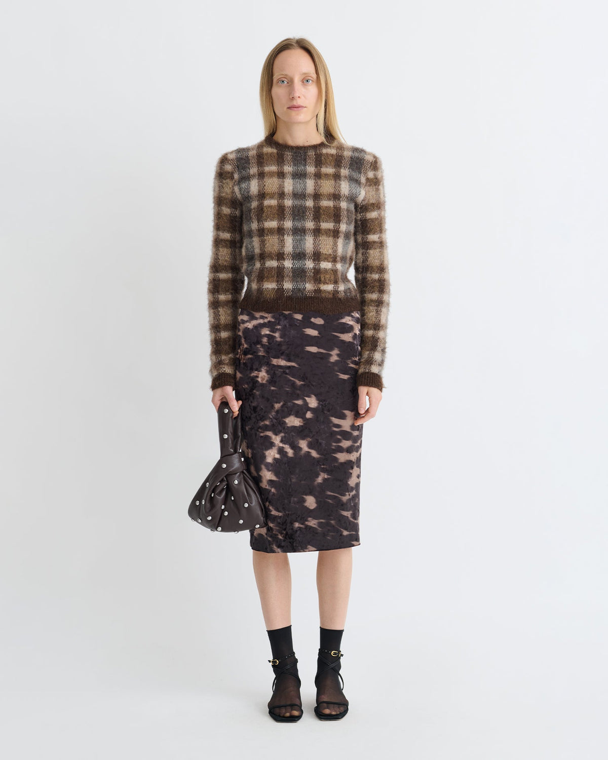 Carisa Midi skirt - Midnight Mocha Brown | Nanushka