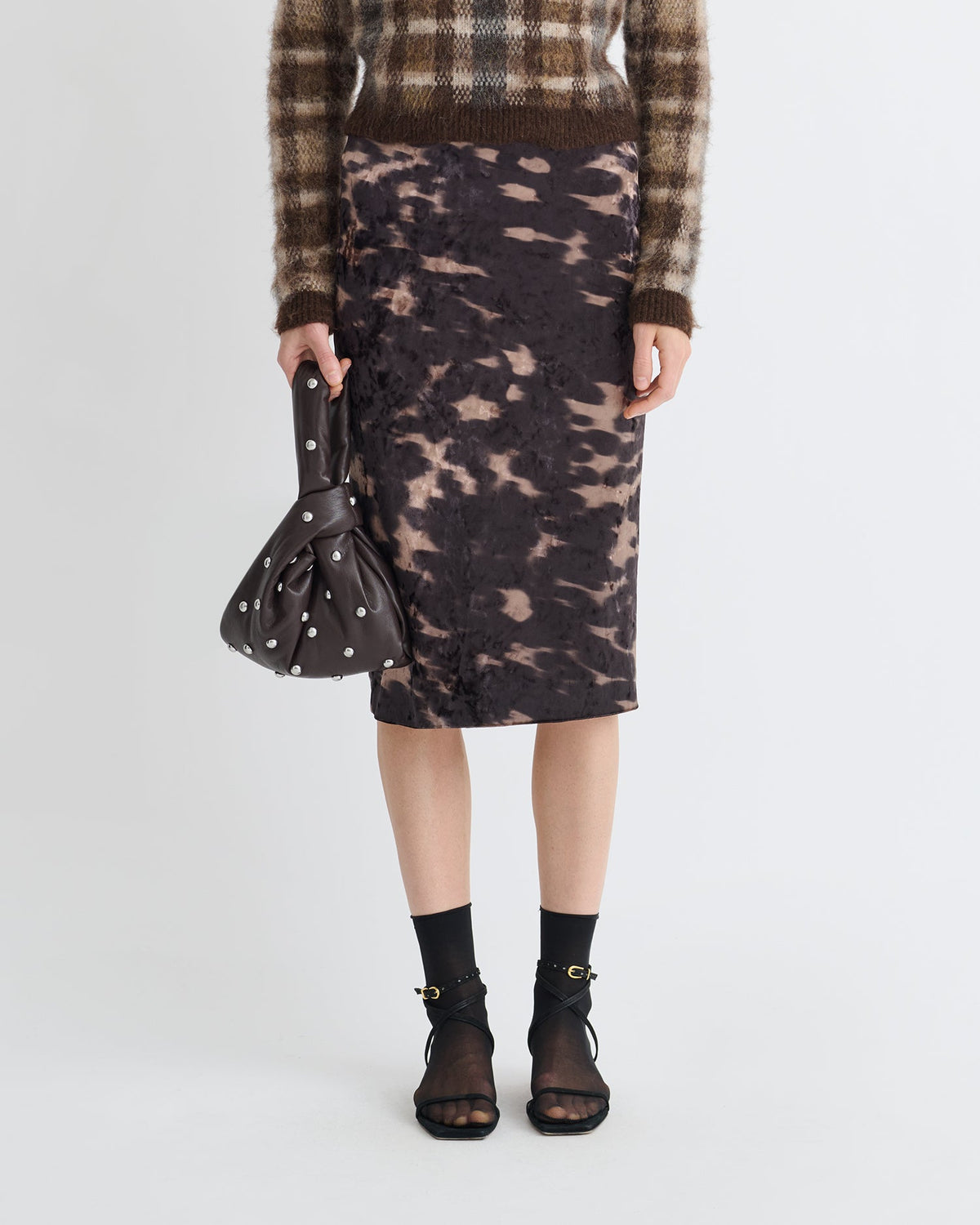Carisa Midi skirt - Midnight Mocha Brown | Nanushka