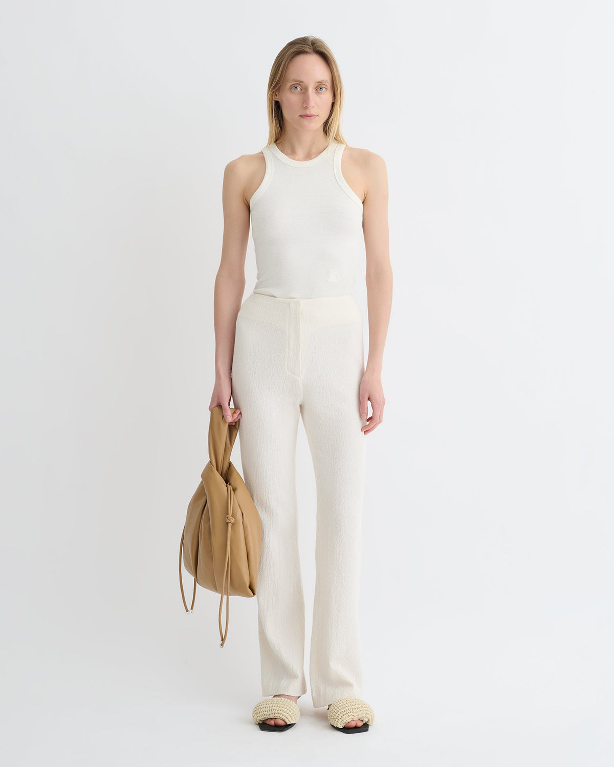 Shera Crepe Melange Pants - Creme | Nanushka