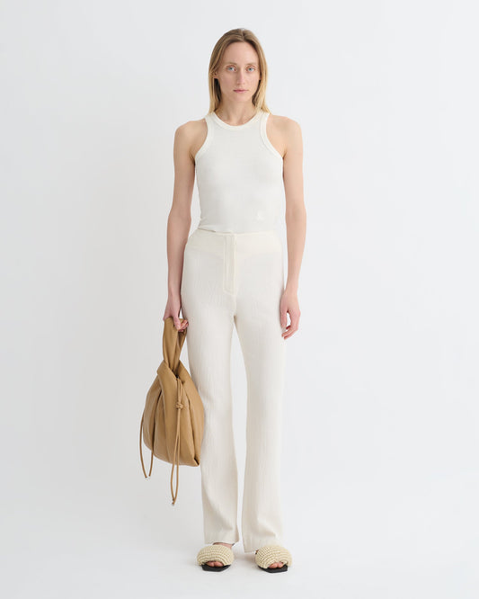 Shera Crepe Melange Pants - Creme | Nanushka