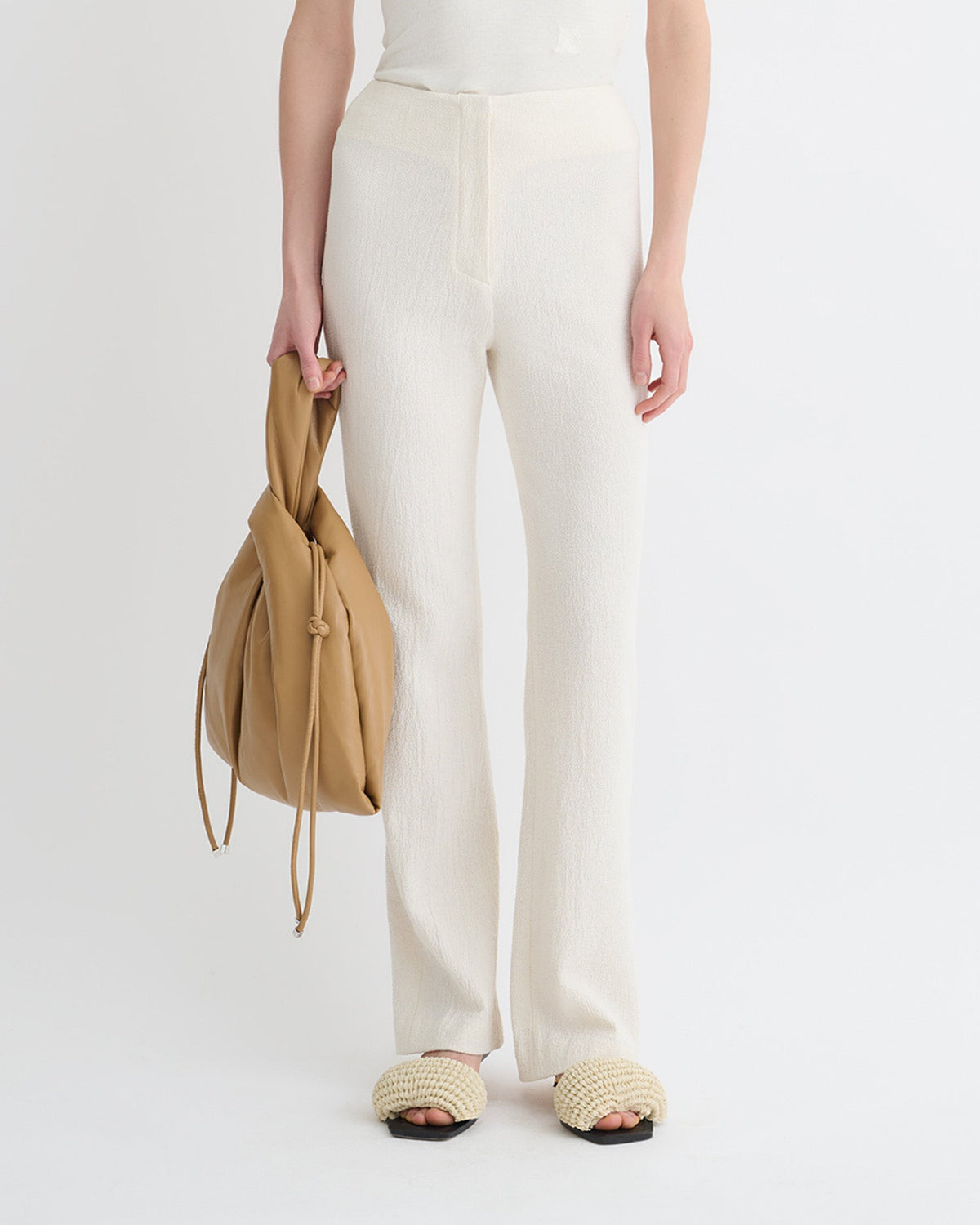 Shera Crepe Melange Pants - Creme | Nanushka