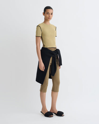 Sabelle Cropped Mesh Jersey T-Shirt - Sand/Anthracite | Nanushka