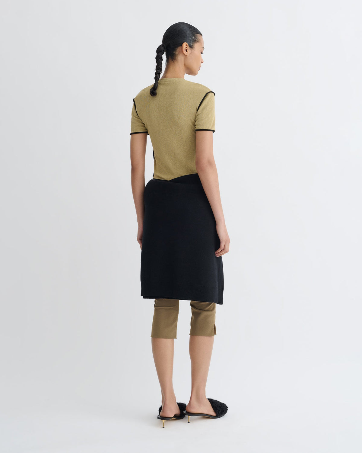 Sabelle Cropped Mesh Jersey T-Shirt - Sand/Anthracite | Nanushka