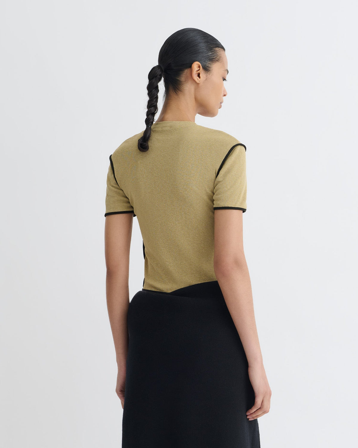 Sabelle Cropped Mesh Jersey T-Shirt - Sand/Anthracite | Nanushka