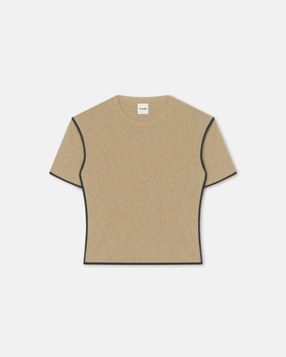 Sabelle Cropped Mesh Jersey T-Shirt - Sand/Anthracite | Nanushka