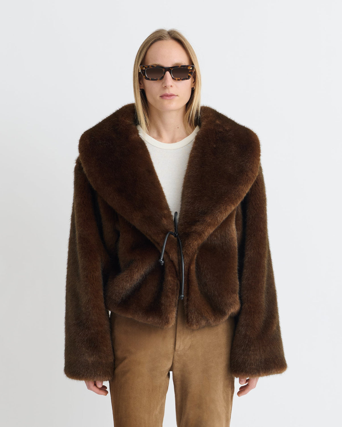 Estel Faux fur jacket - Dark Brown | Nanushka