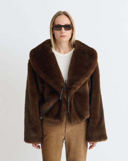 Estel Faux fur jacket - Dark Brown | Nanushka