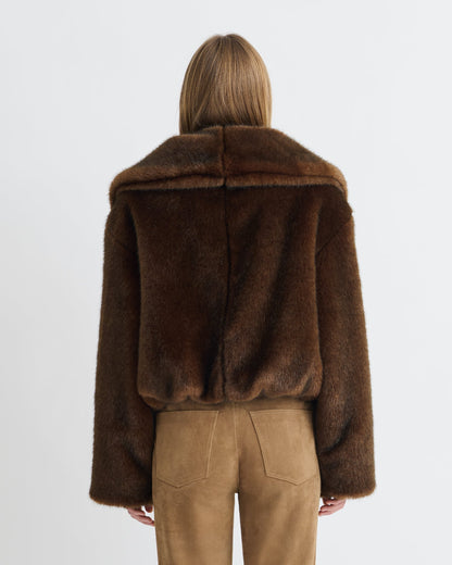 Estel Faux fur jacket - Dark Brown | Nanushka