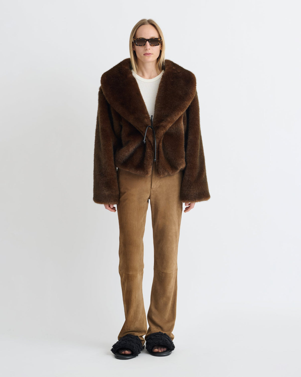 Estel Faux fur jacket - Dark Brown | Nanushka