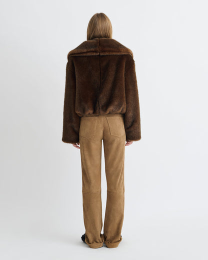 Estel Faux fur jacket - Dark Brown | Nanushka