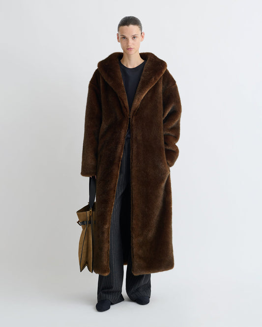 Cariana Faux fur coat - Dark Brown | Nanushka