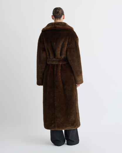 Cariana Faux fur coat - Dark Brown | Nanushka