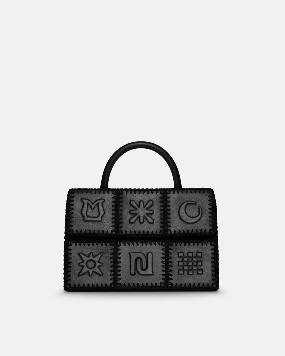The SANDI Symbol Top handle bag - Black | Nanushka