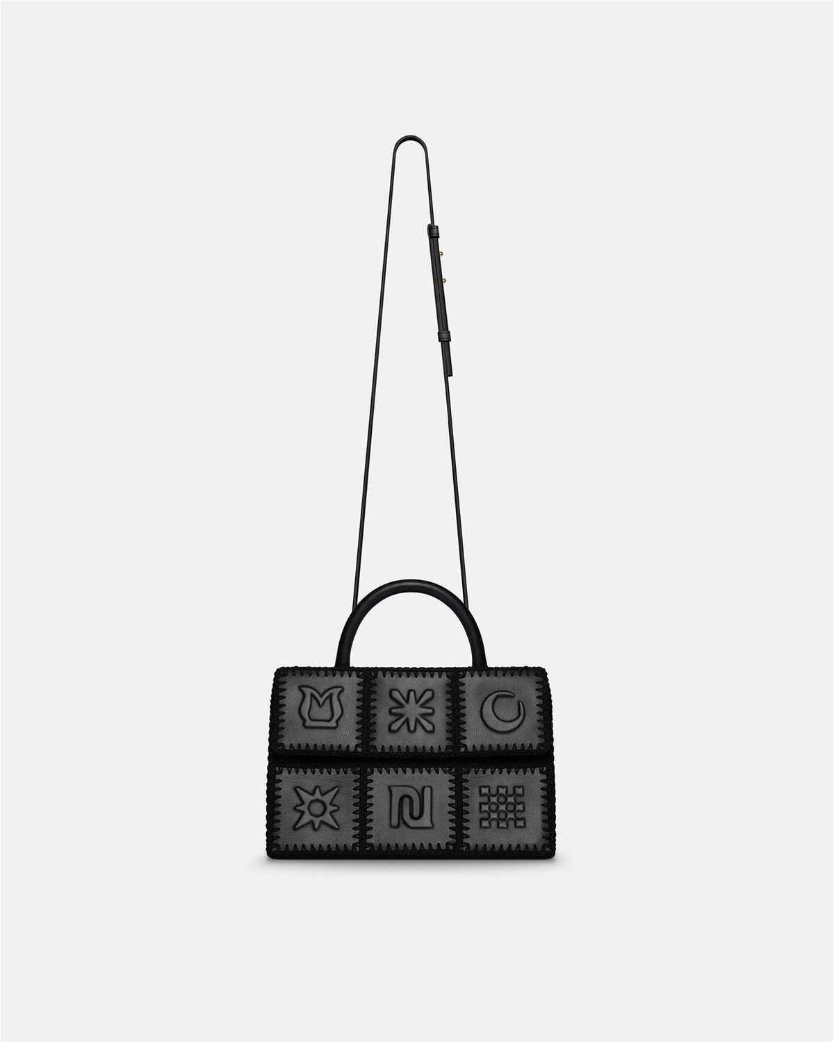 The SANDI Symbol Top handle bag - Black | Nanushka
