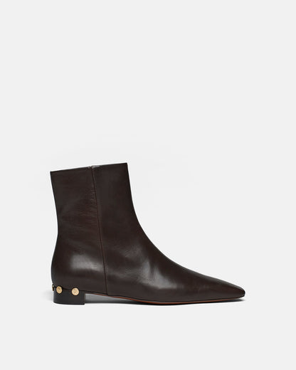 Isla Elongated Square Toe Boots - Dark Chocolate | Nanushka