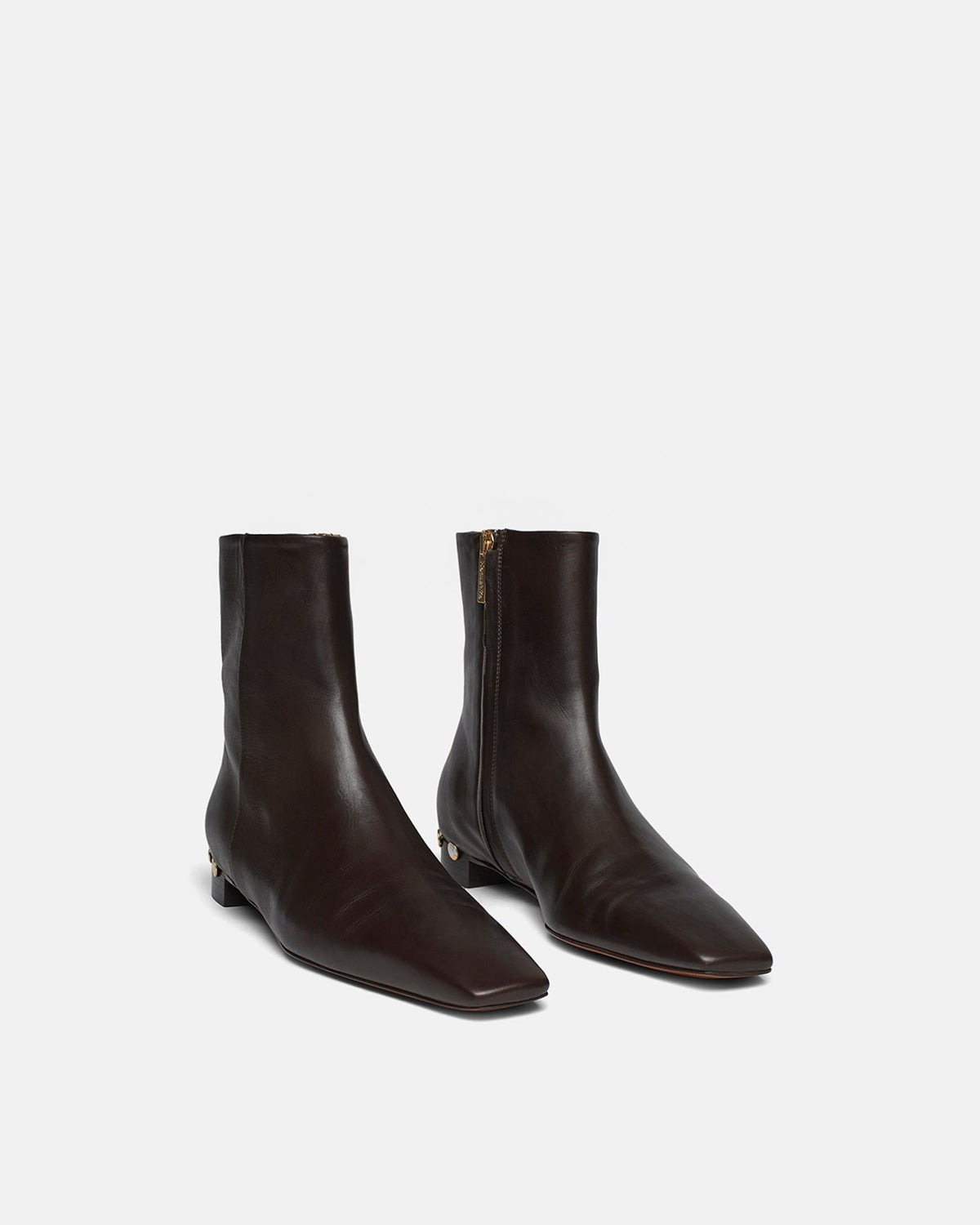 Isla Elongated Square Toe Boots - Dark Chocolate | Nanushka