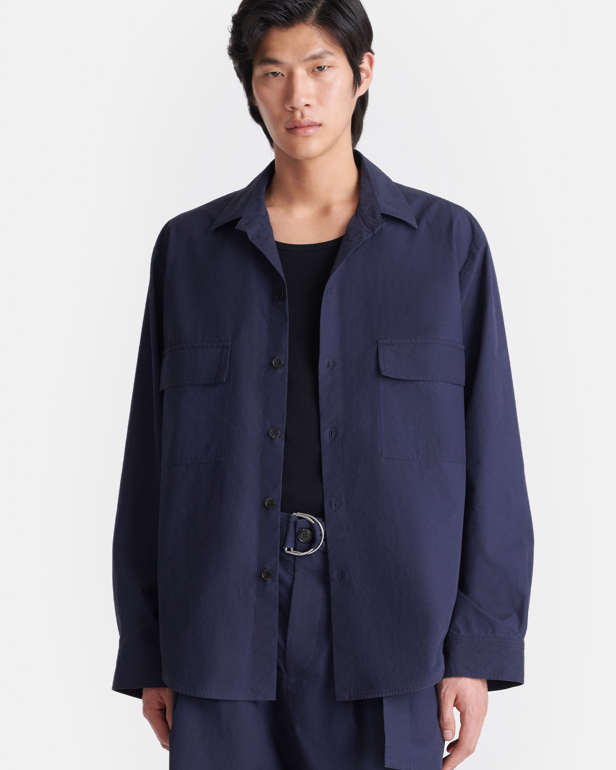 Jari Long-Sleeve Shirt - Navy | Nanushka