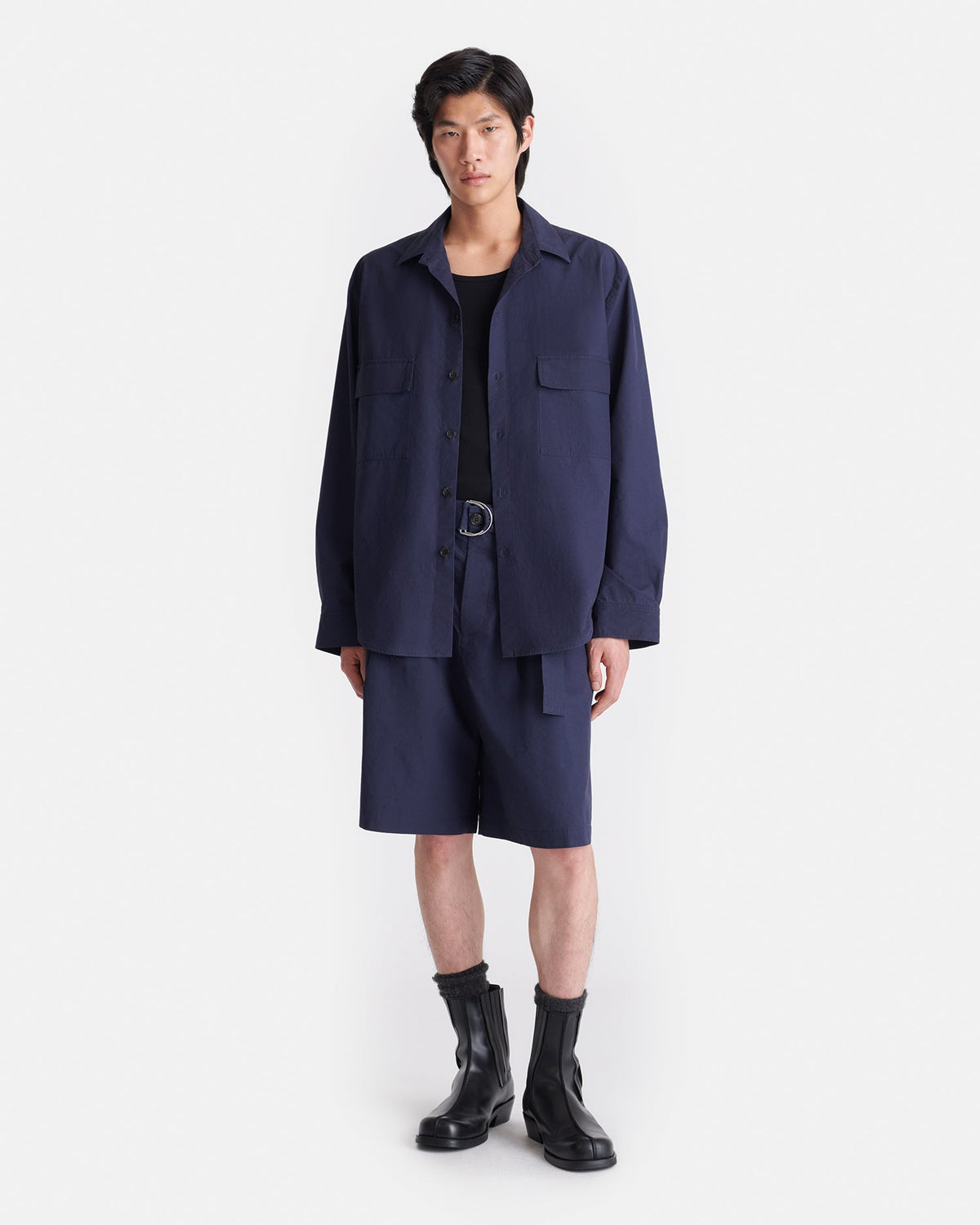 Jari Long-Sleeve Shirt - Navy | Nanushka