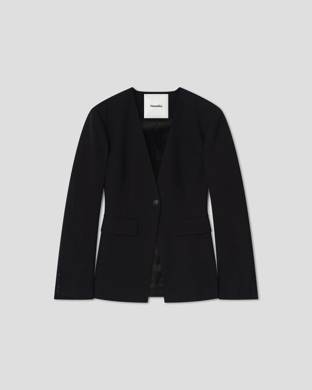 Porset Collarless blazer - Black | Nanushka